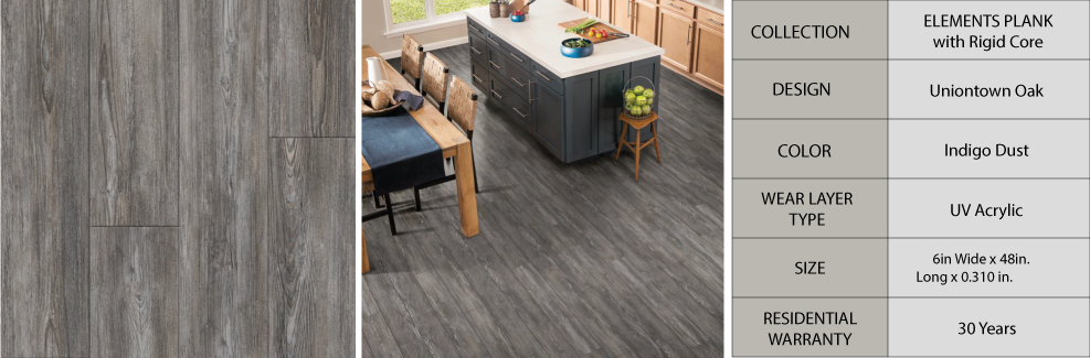 Modern kitchen with dark wood floors and a sleek island.
