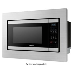 Built-in stainless steel microwave with digital control panel.